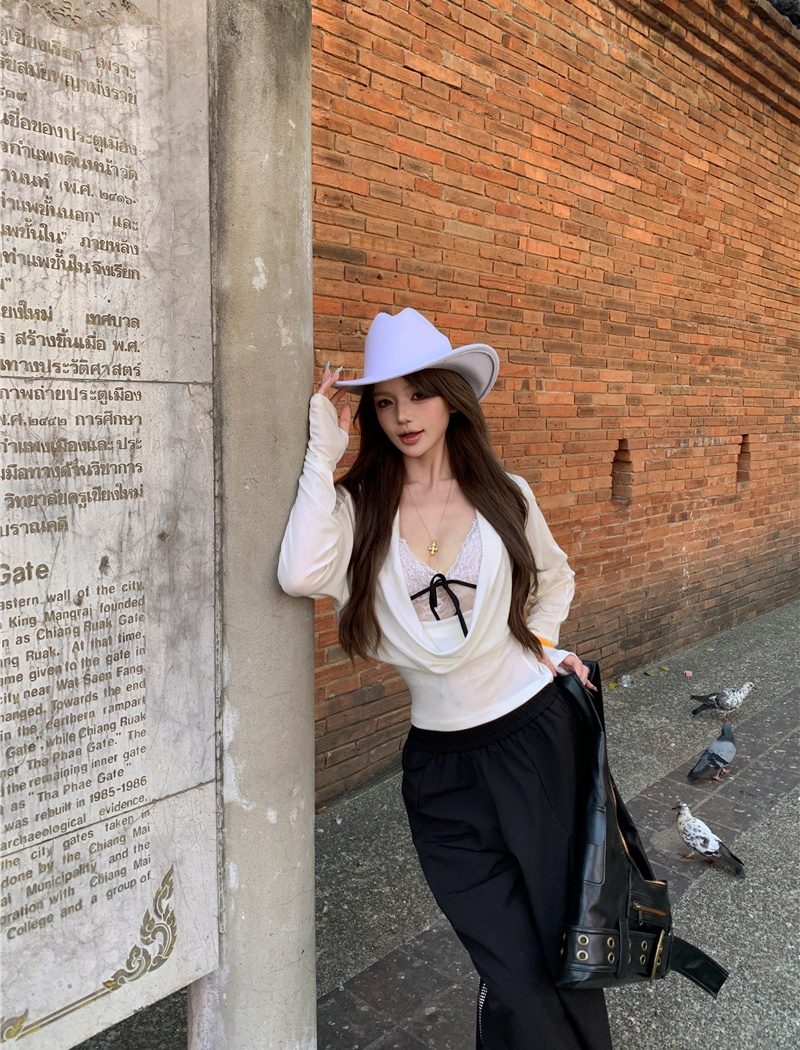 Slim sexy tops enticement spring T-shirt 2pcs set