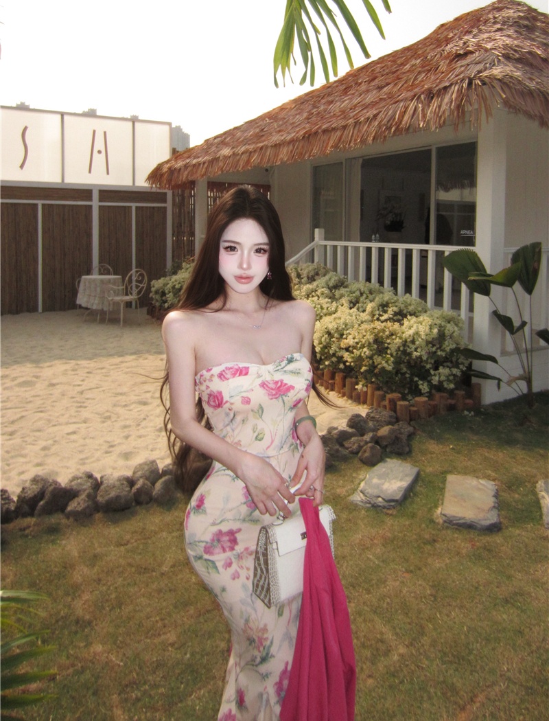 Mermaid dress France style cardigan 2pcs set for women