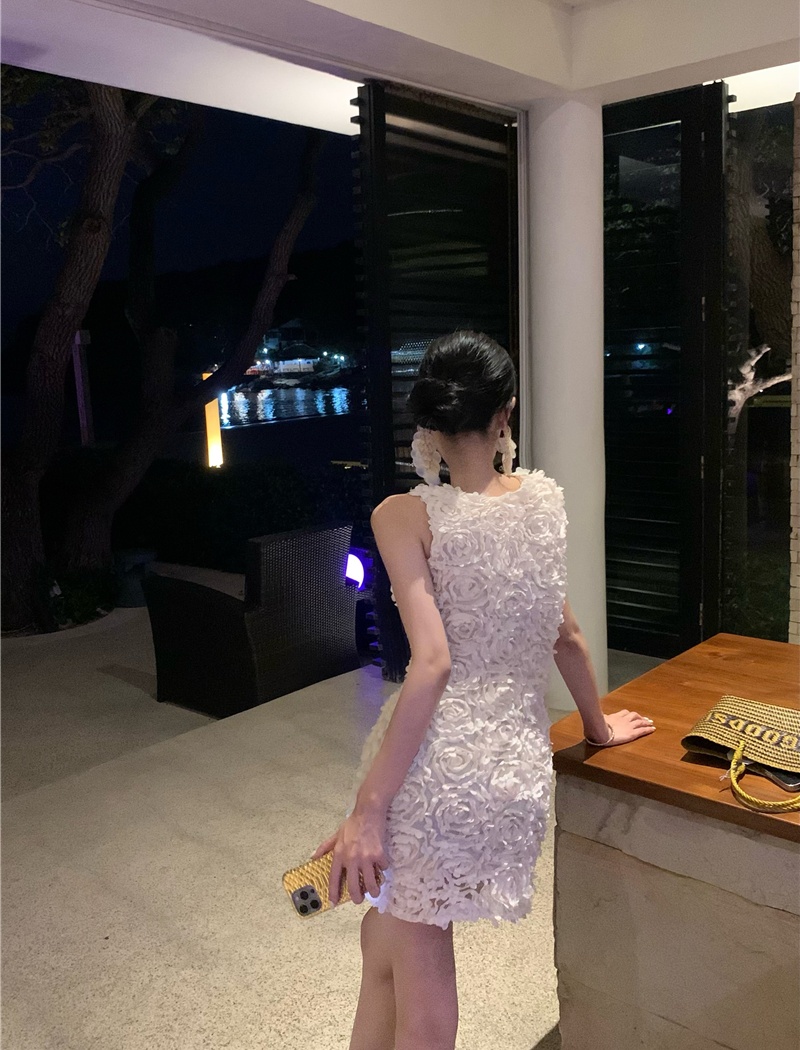 Sexy V-neck colors fashion stereoscopic package hip dress