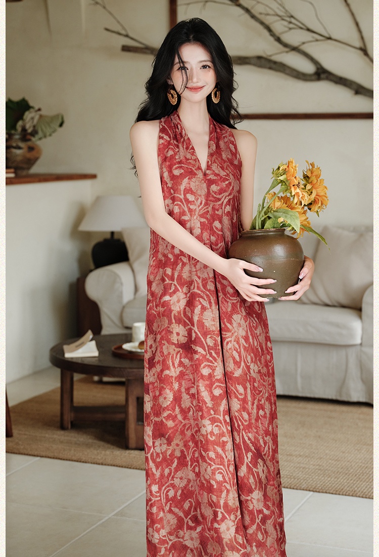 Halter collocation dress travel vacation shawl 2pcs set