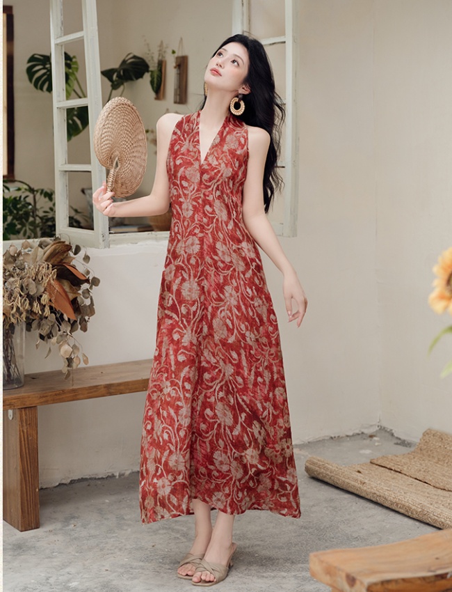 Halter collocation dress travel vacation shawl 2pcs set