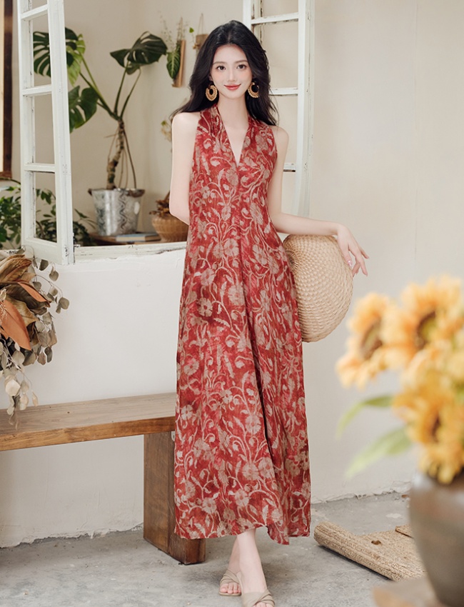 Halter collocation dress travel vacation shawl 2pcs set