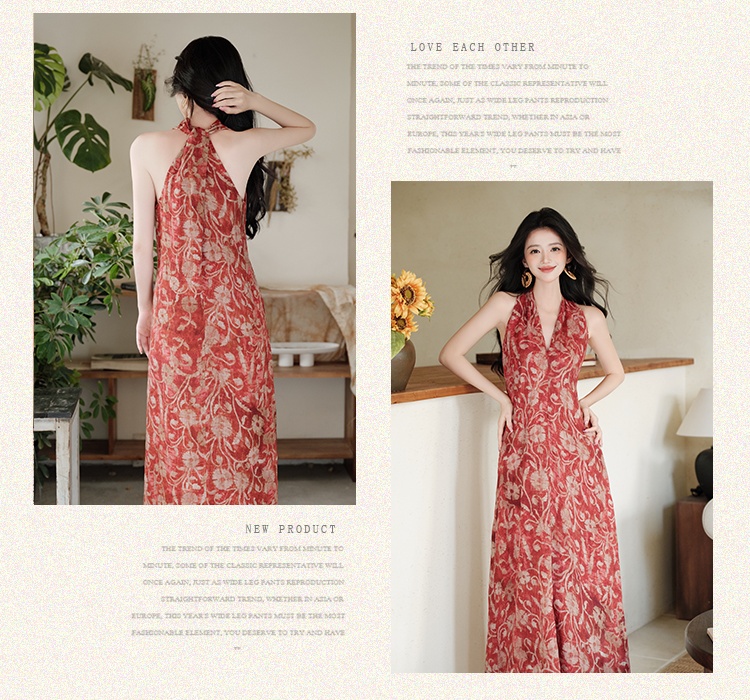 Halter collocation dress travel vacation shawl 2pcs set