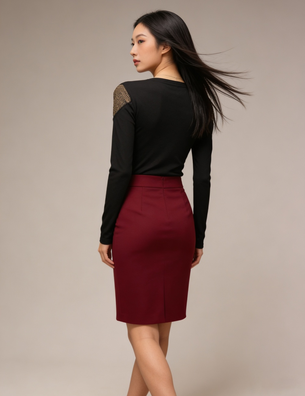 Slim round neck tops rhinestone light luxury T-shirt