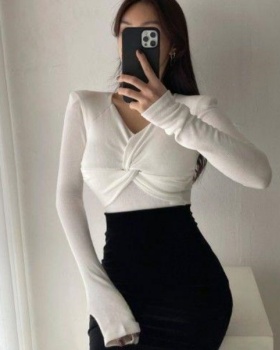All-match slim cross bottoming shirt for women