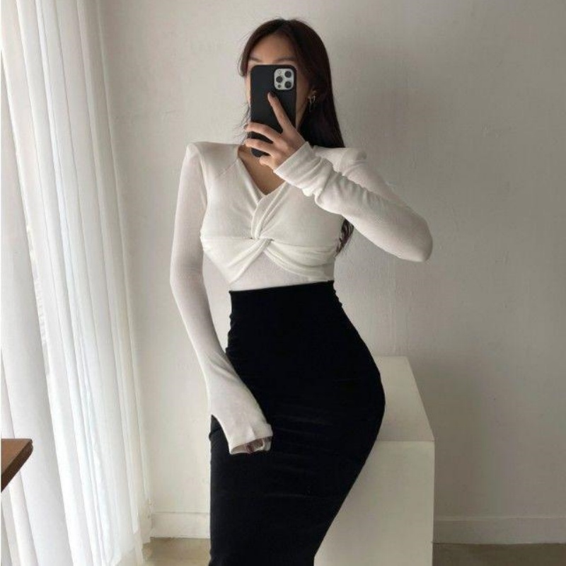 All-match slim cross bottoming shirt for women