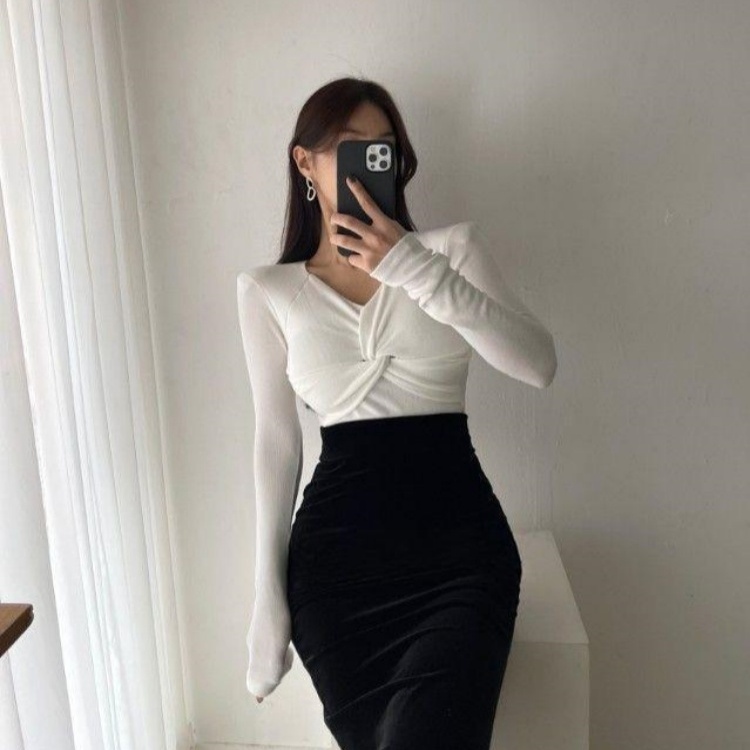 All-match slim cross bottoming shirt for women