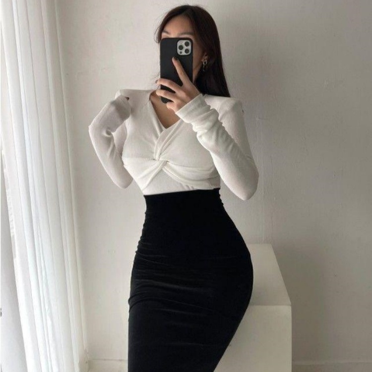 All-match slim cross bottoming shirt for women