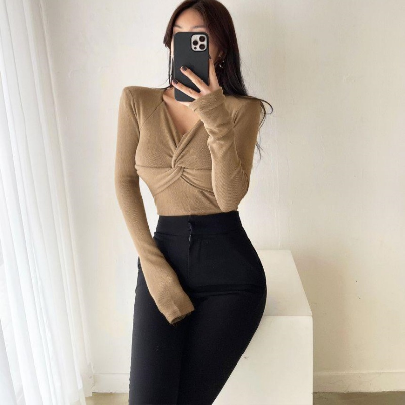 All-match slim cross bottoming shirt for women