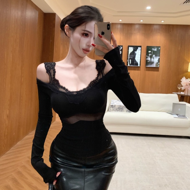 Sexy inside the ride slim enticement bottoming tops for women