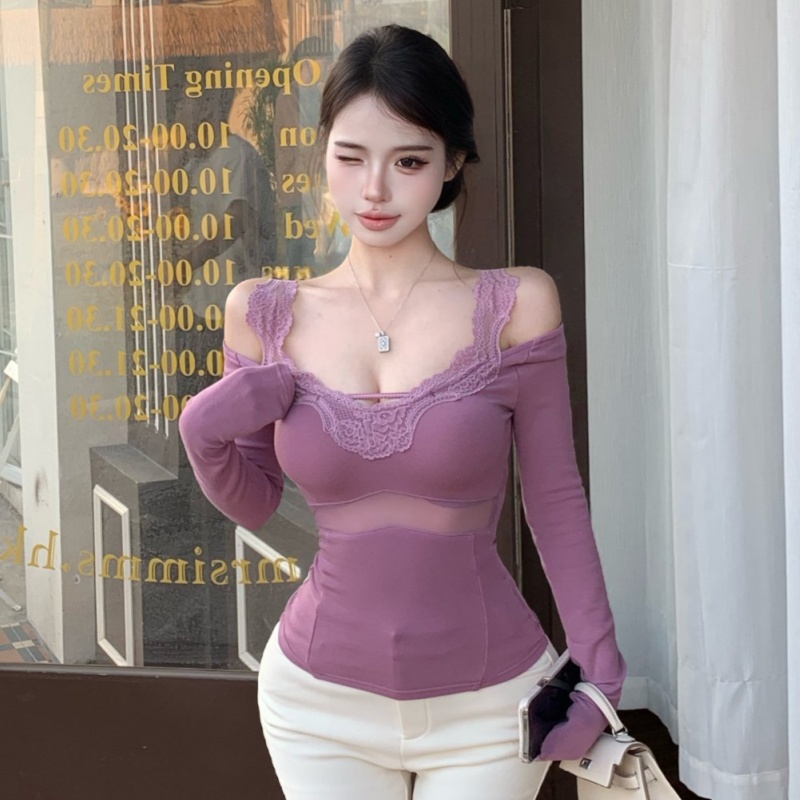 Sexy inside the ride slim enticement bottoming tops for women