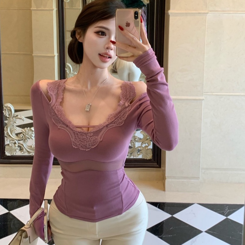 Sexy inside the ride slim enticement bottoming tops for women