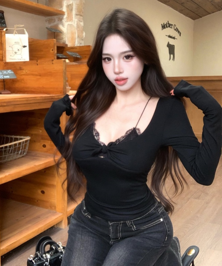 Slim enticement autumn T-shirt sexy spicegirl tops for women