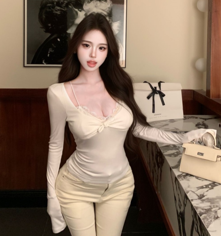 Slim enticement autumn T-shirt sexy spicegirl tops for women