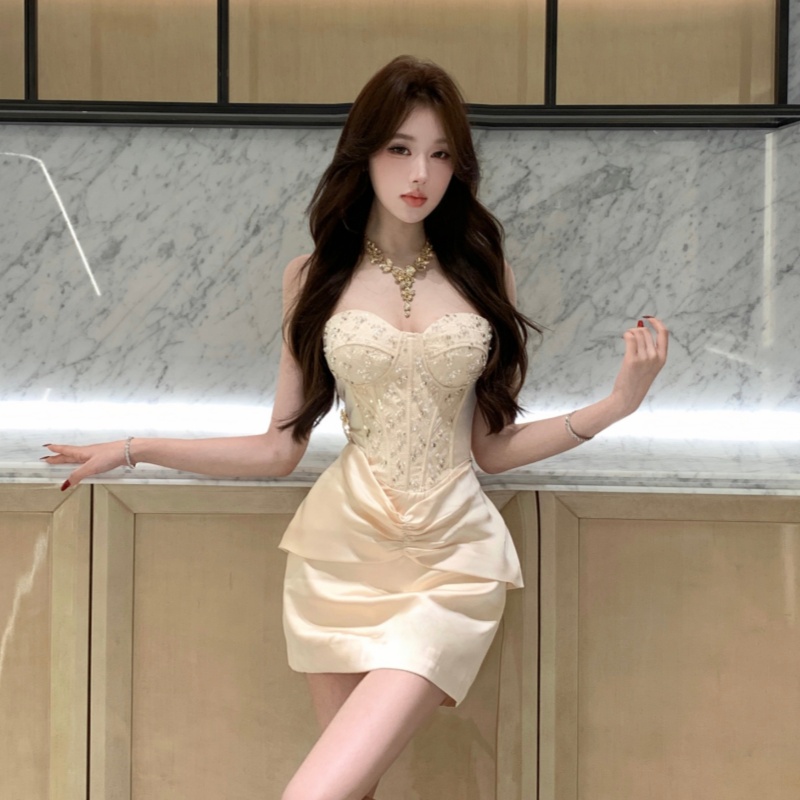 Package hip wrapped chest sexy sequins banquet dress