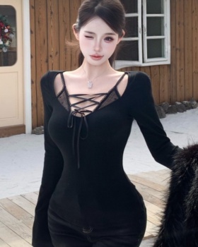 Pseudo-two spicegirl tops autumn and winter bottoming shirt