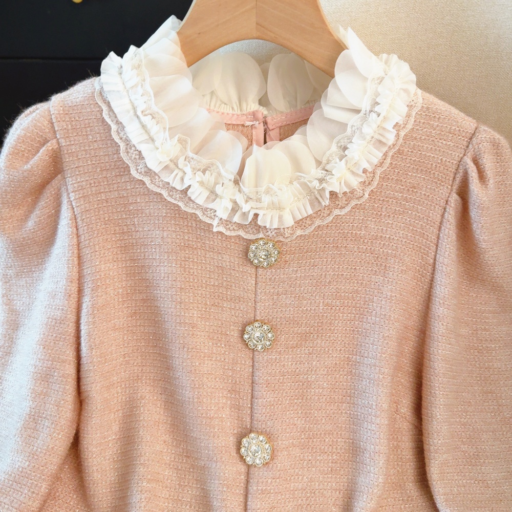 Lace all-match tops mixed colors splice bottoming shirt