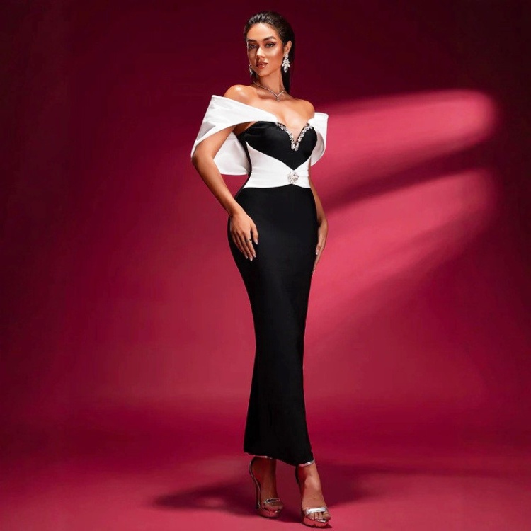 V-neck bandage dress long dress for women