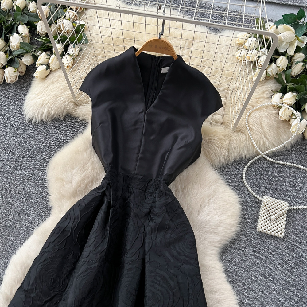 Jacquard France style long dress big skirt dress for women