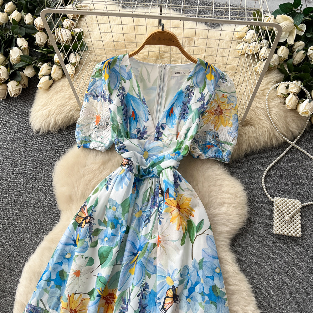 Romantic style France style dress bandage long dress for women