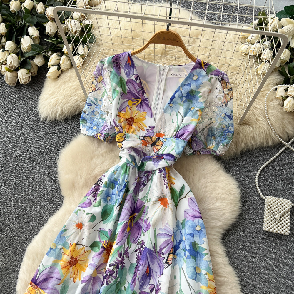 Romantic style France style dress bandage long dress for women