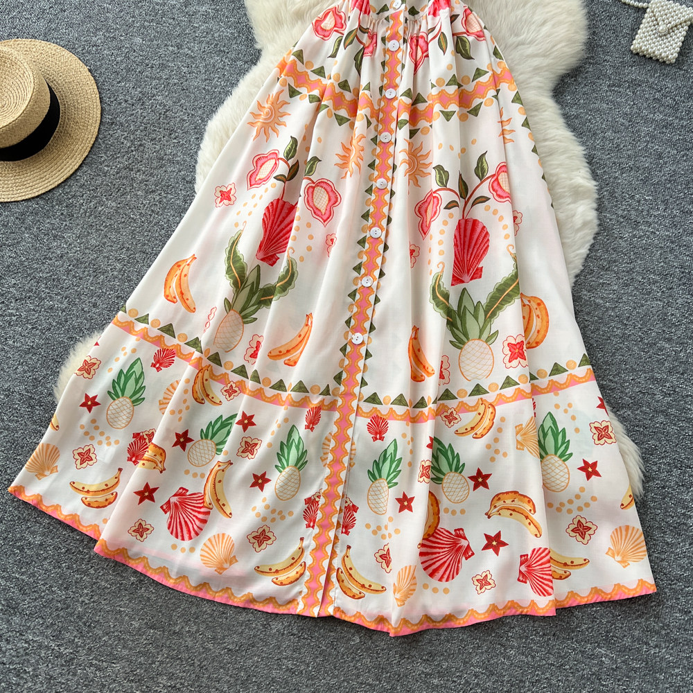 France style V-neck long dress vacation dress for women