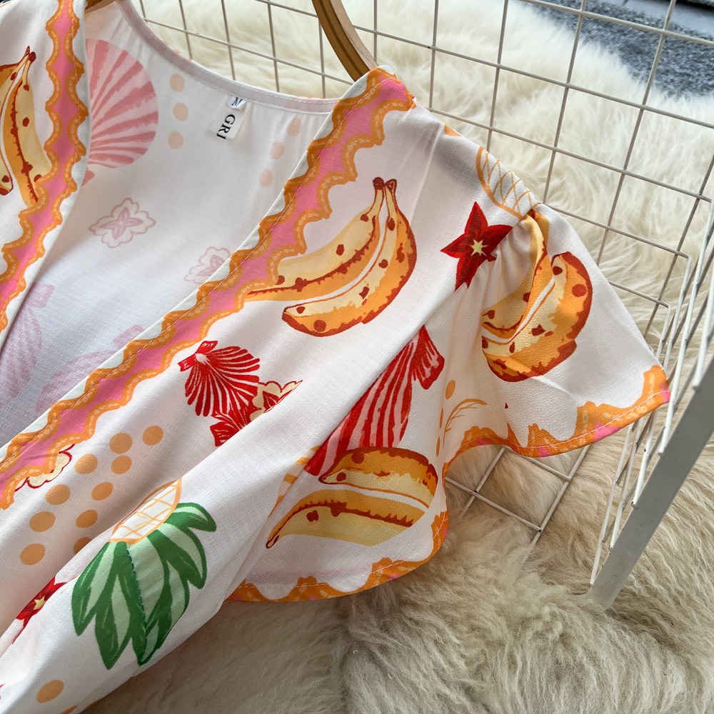 France style V-neck long dress vacation dress for women