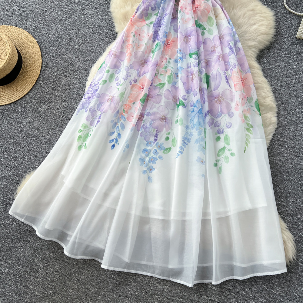 Short sleeve frenum dress temperament long dress for women