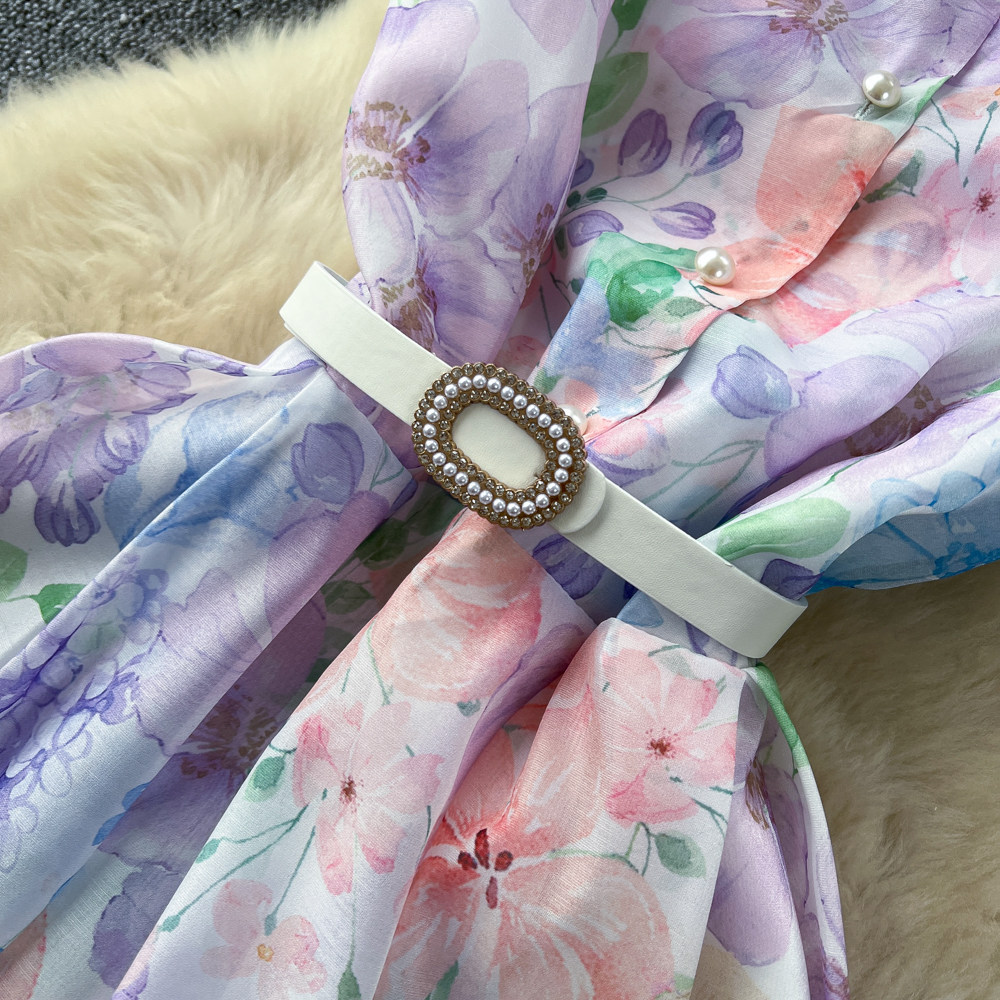 Short sleeve frenum dress temperament long dress for women