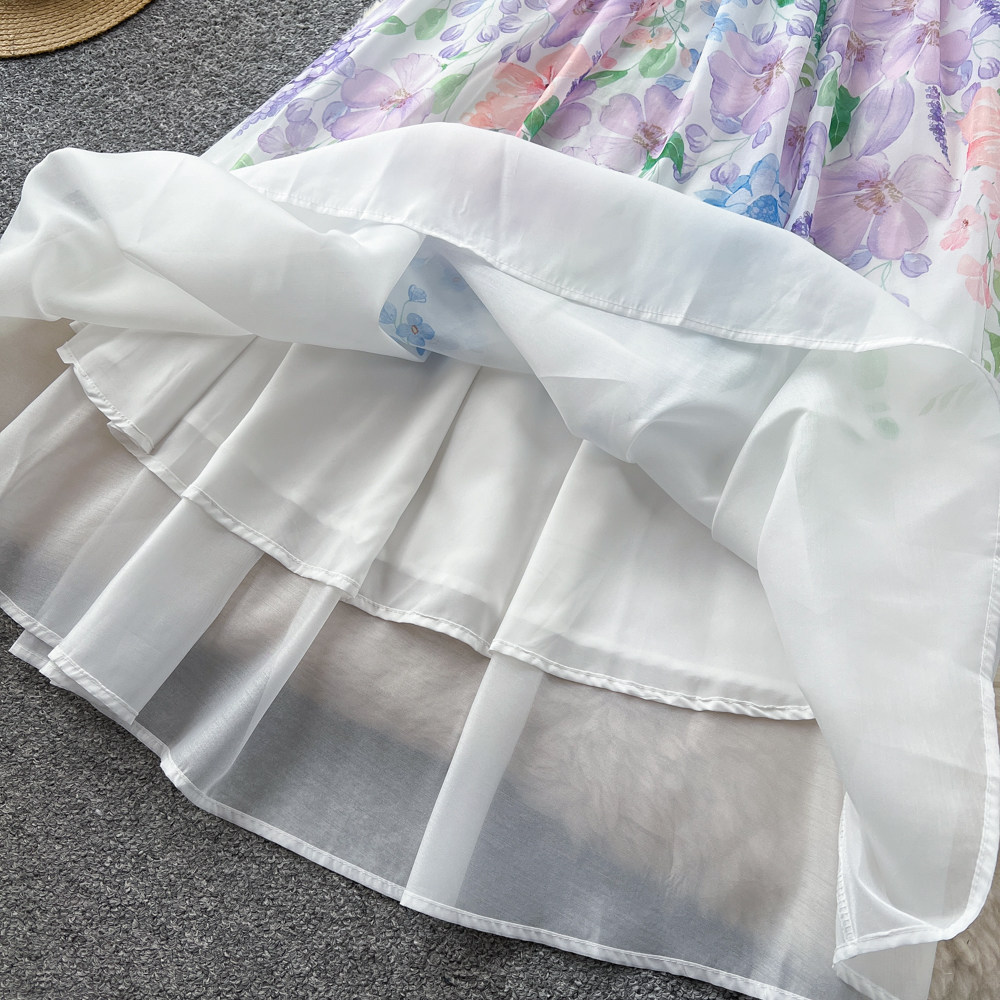 Short sleeve frenum dress temperament long dress for women