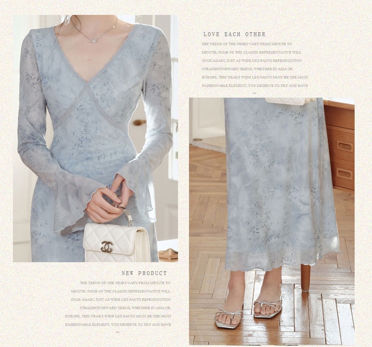 Butterfly blue dress France style long dress