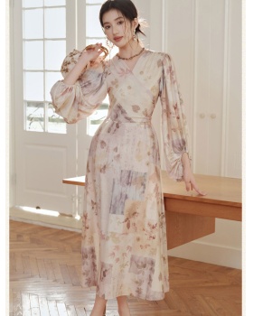 Printing elasticity light retro dress