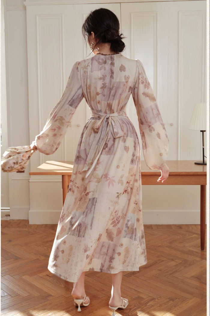 Printing elasticity light retro dress