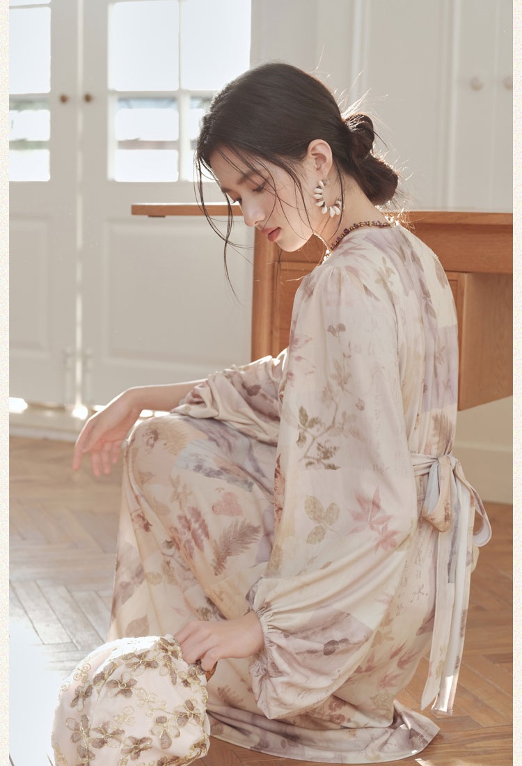 Printing elasticity light retro dress