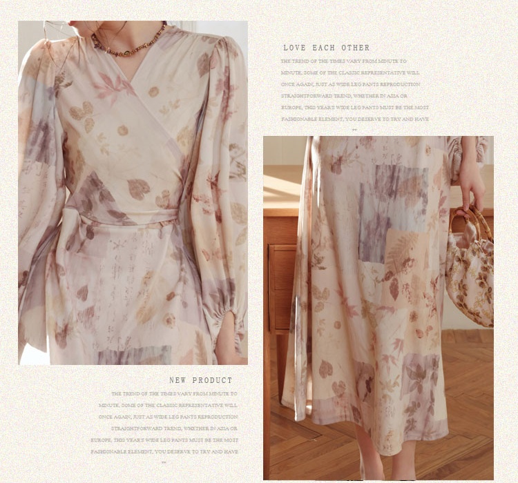 Printing elasticity light retro dress