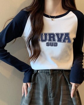 Slim printing T-shirt raglan inside the ride tops