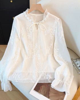 Long sleeve Western style small shirt spring chiffon shirt