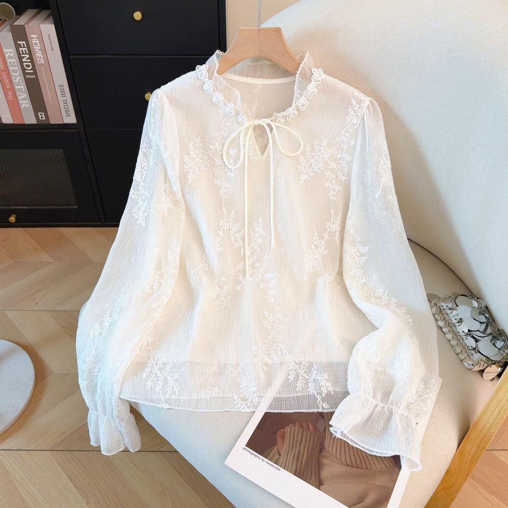 Long sleeve Western style small shirt spring chiffon shirt
