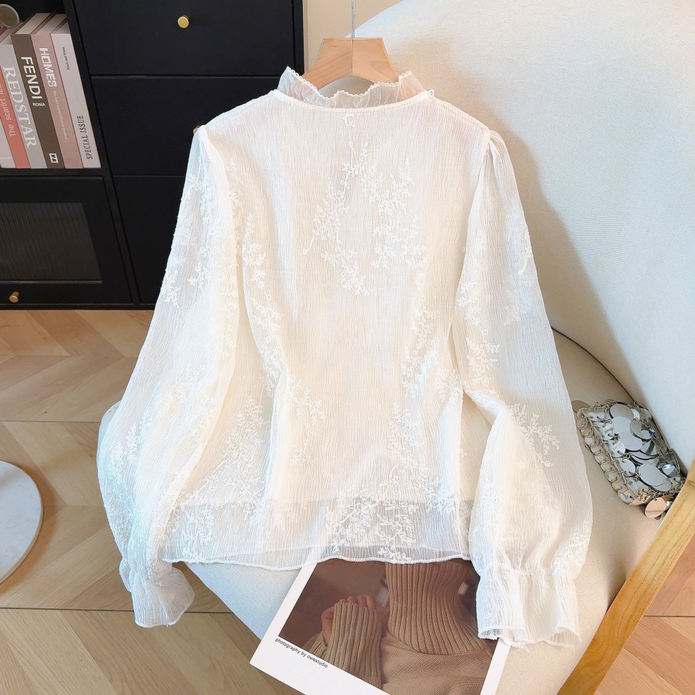 Long sleeve Western style small shirt spring chiffon shirt