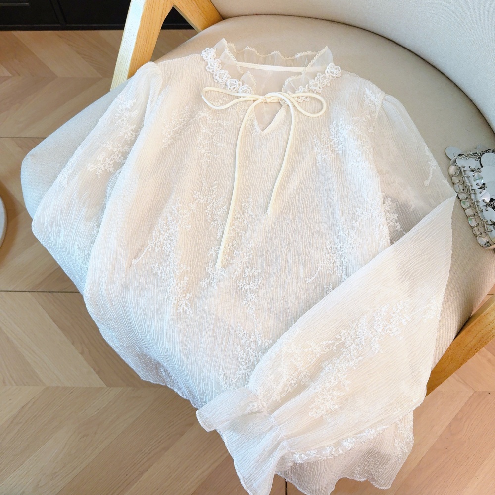 Long sleeve Western style small shirt spring chiffon shirt