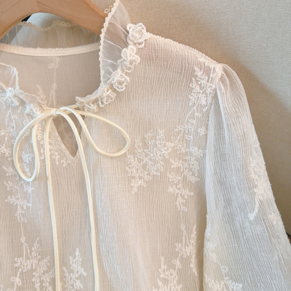 Long sleeve Western style small shirt spring chiffon shirt