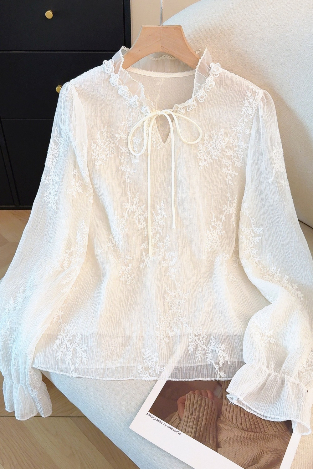 Long sleeve Western style small shirt spring chiffon shirt