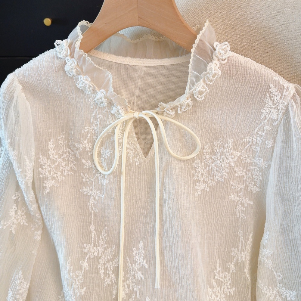 Long sleeve Western style small shirt spring chiffon shirt