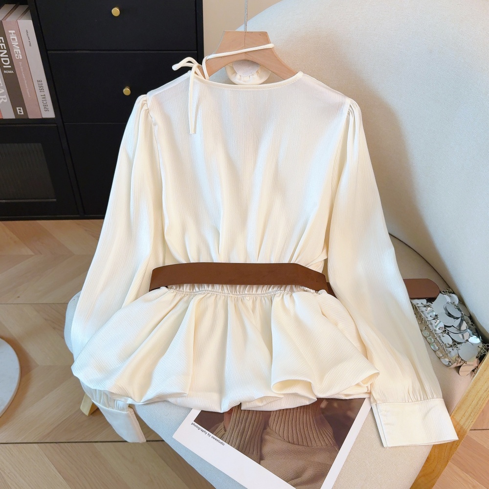 Slim colors halter shirt Western style spring belt