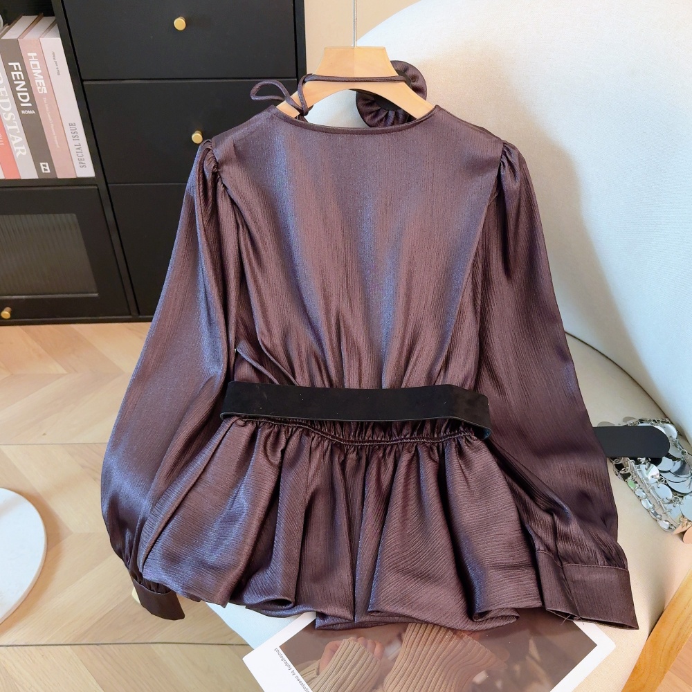 Slim colors halter shirt Western style spring belt