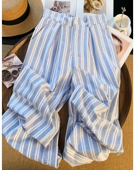 Spring slim suit pants stripe blue casual pants for women