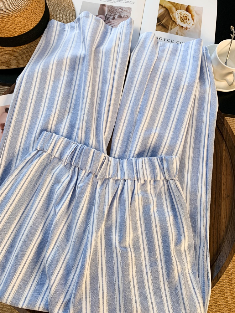 Spring slim suit pants stripe blue casual pants for women