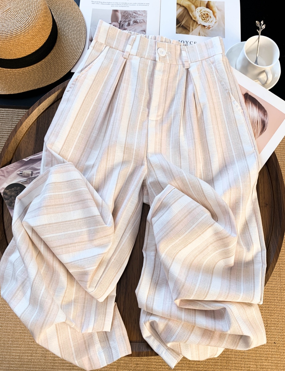 Straight stripe pants loose drape suit pants for women