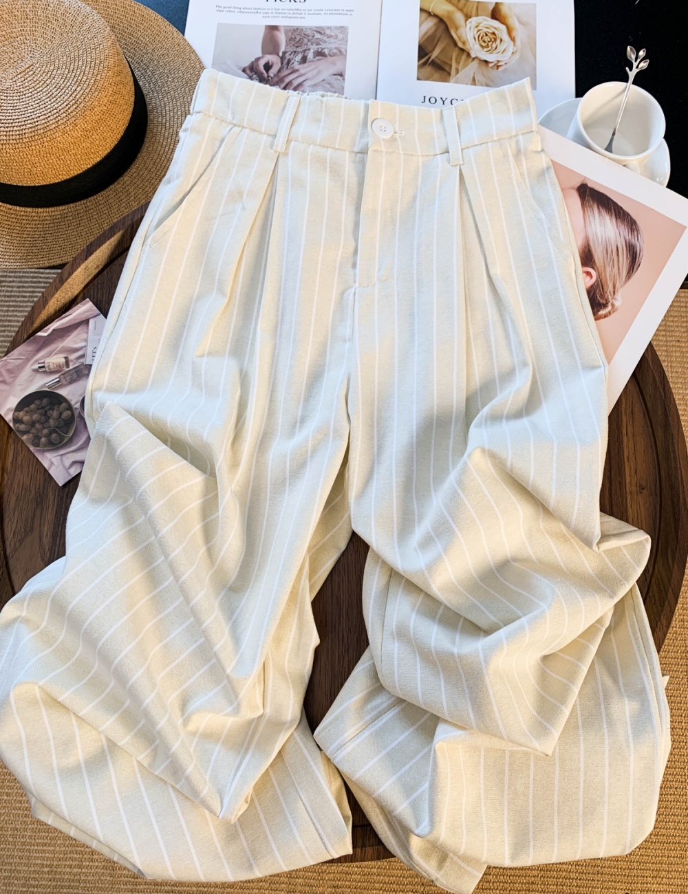 Casual stripe suit pants straight pants for women