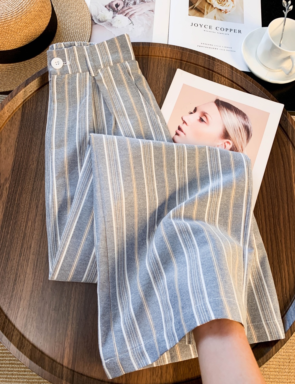 Spring gray suit pants high waist all-match pants for women